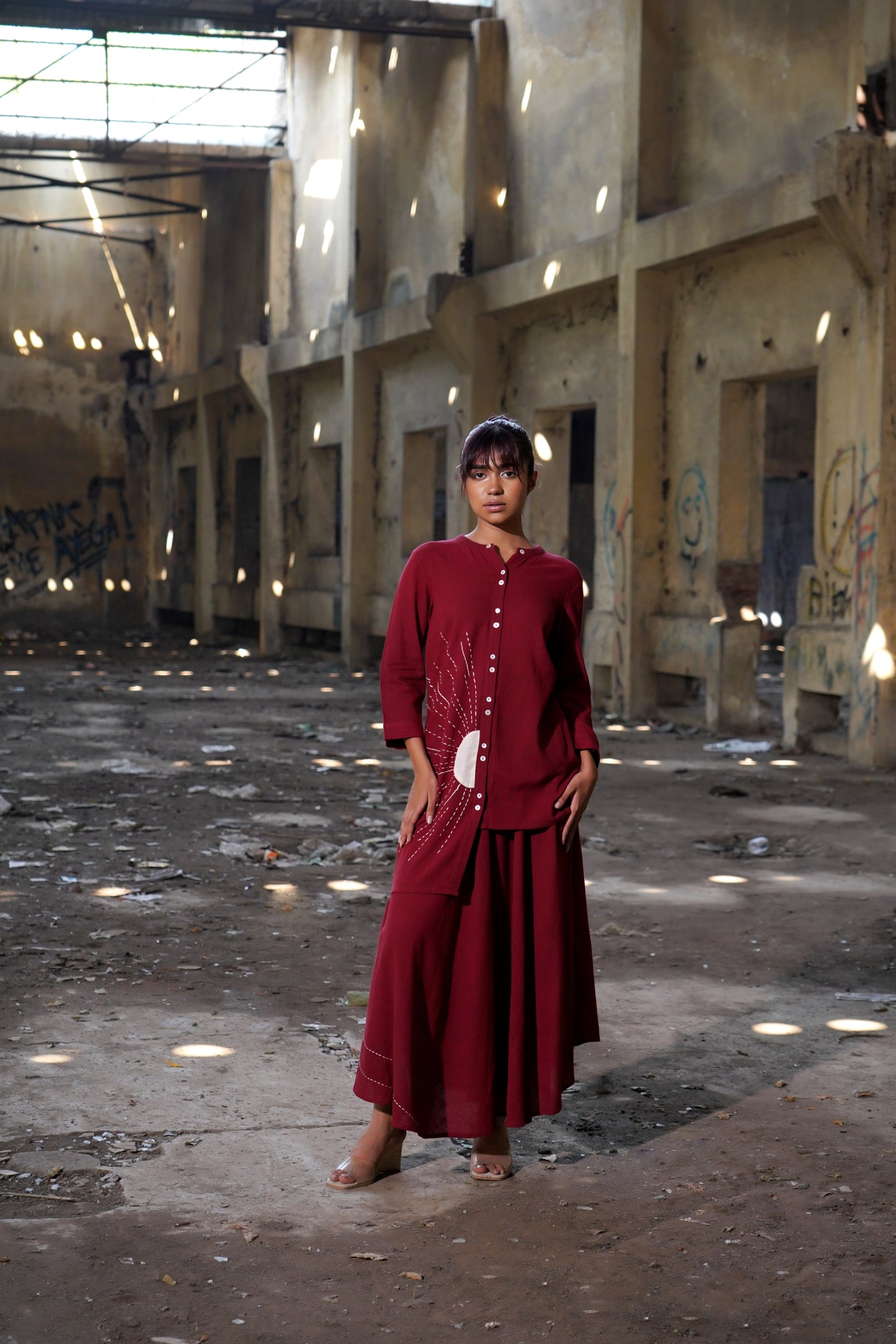 Maroon Radiance Sunburst Tunic