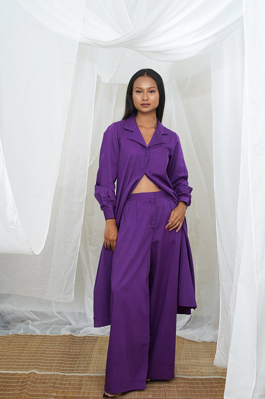 Zara Purple Silk Trouser Coord Set